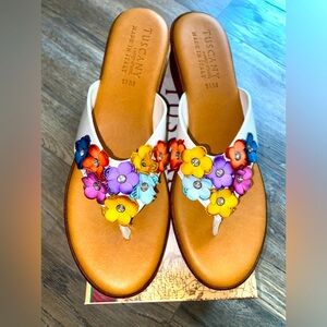 Multicolor Flower Wedge Sandals size 11